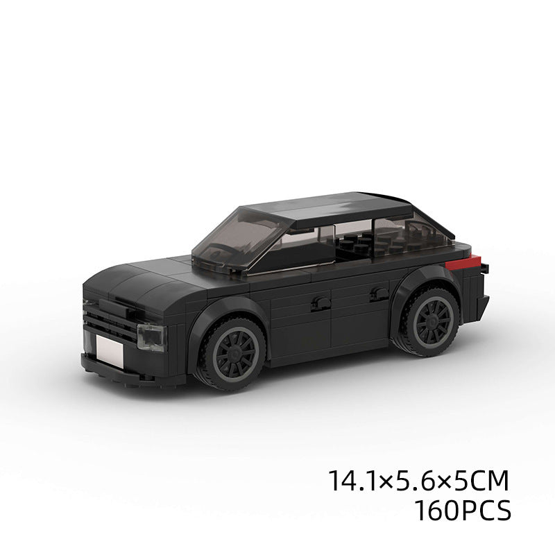 Model Sports Car And Small Particle Building Blocks