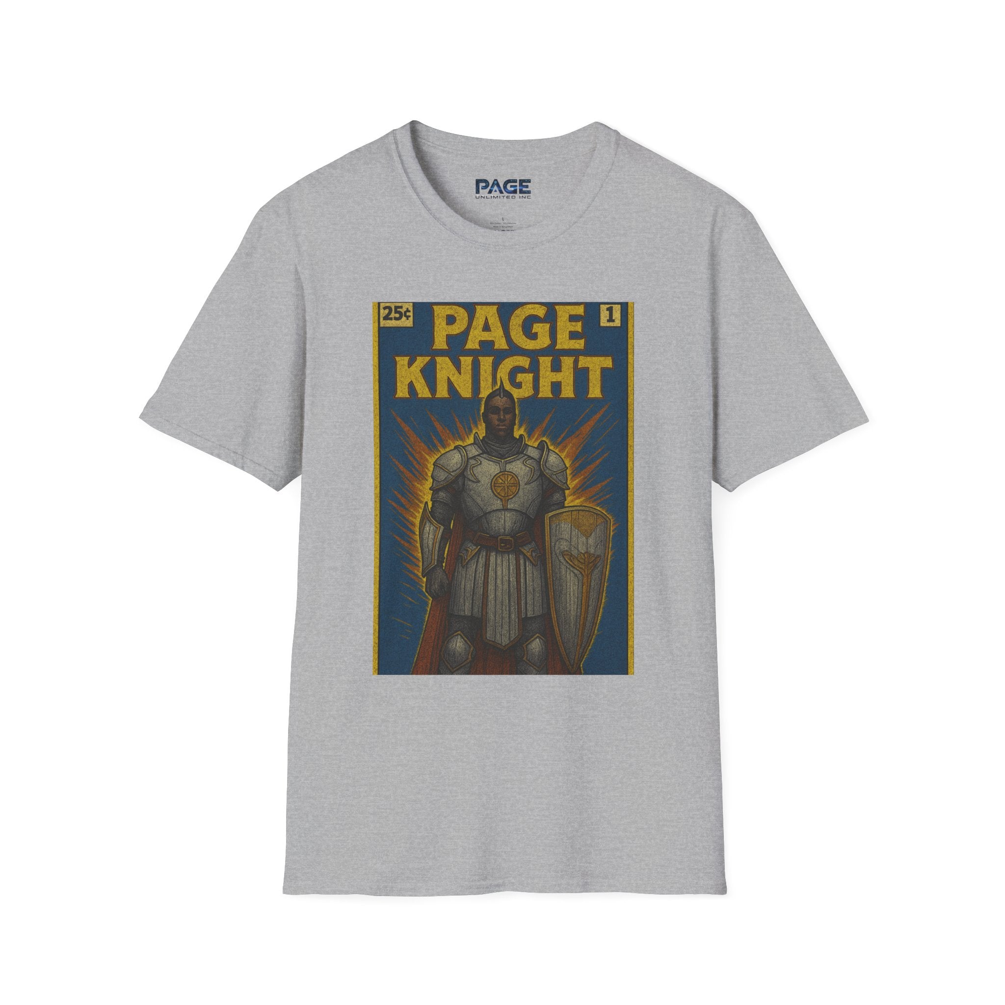 Page Knight Unisex Softstyle T-Shirt  Comic Book Art, Graphic Tee