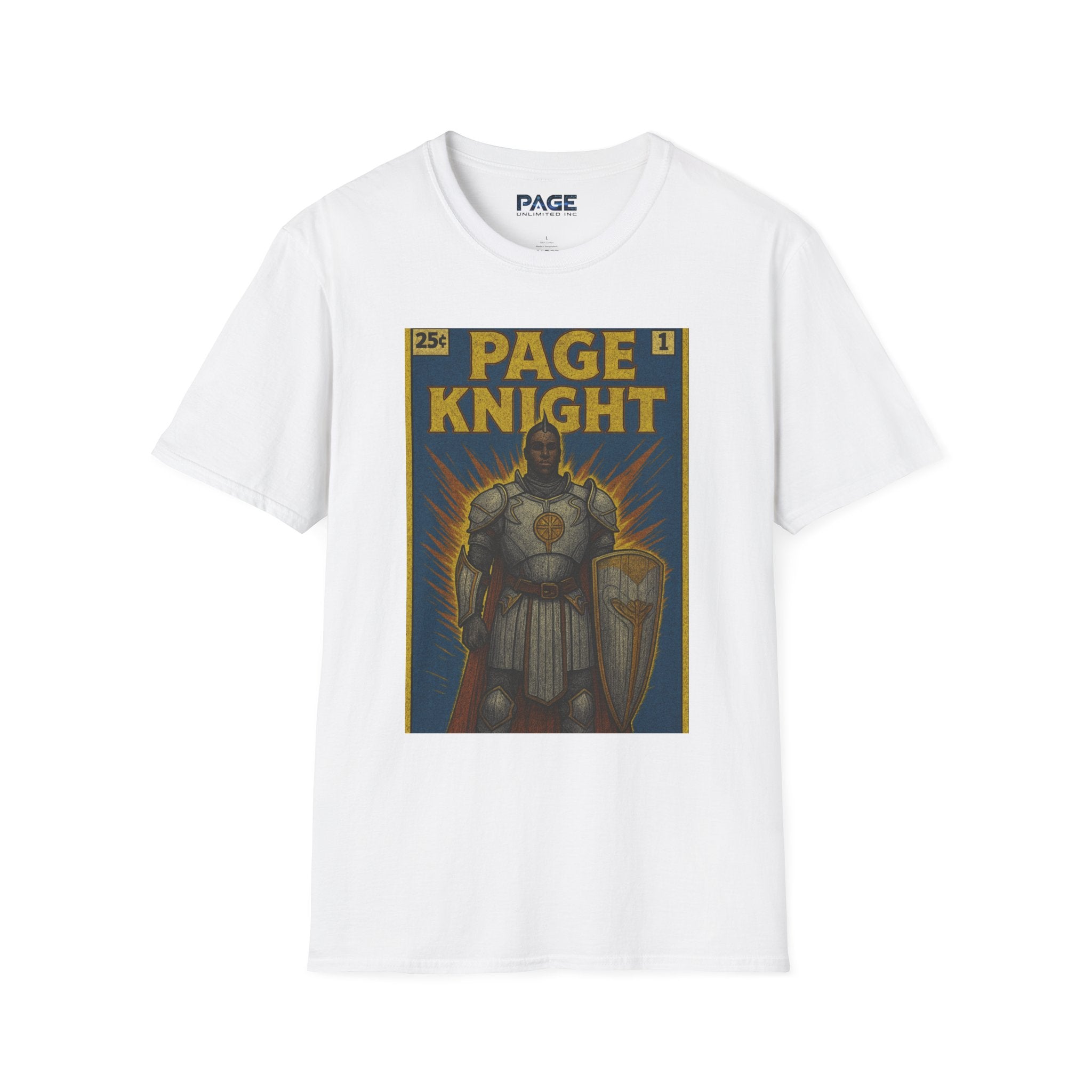 Page Knight Unisex Softstyle T-Shirt  Comic Book Art, Graphic Tee