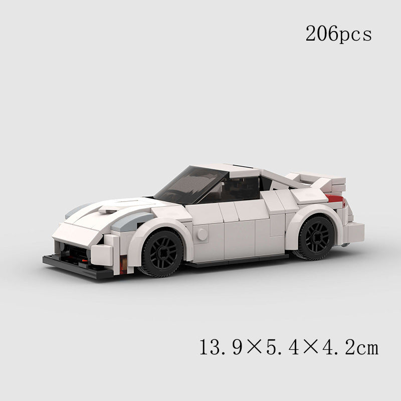 Model Sports Car And Small Particle Building Blocks