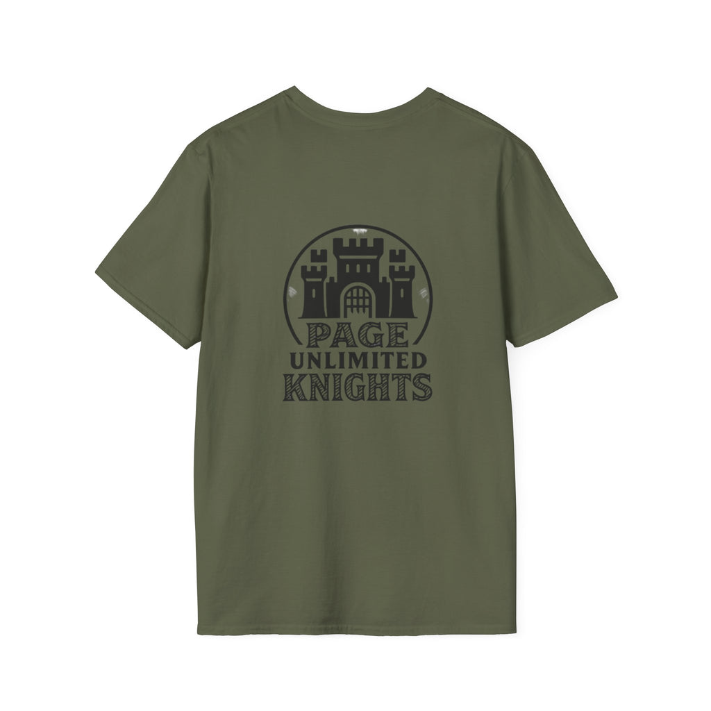 Page Unlimited Knights Castle Shield T-Shirt | Medieval Crest Logo