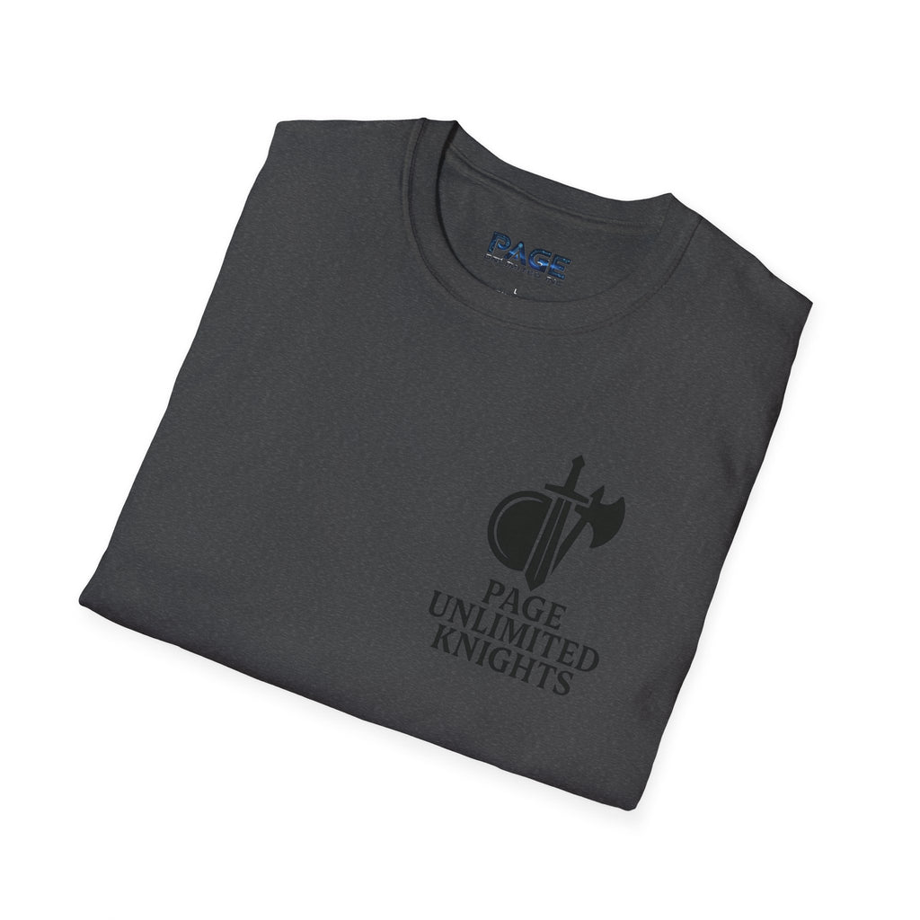 Page Unlimited Knights Castle Shield T-Shirt | Medieval Crest Logo