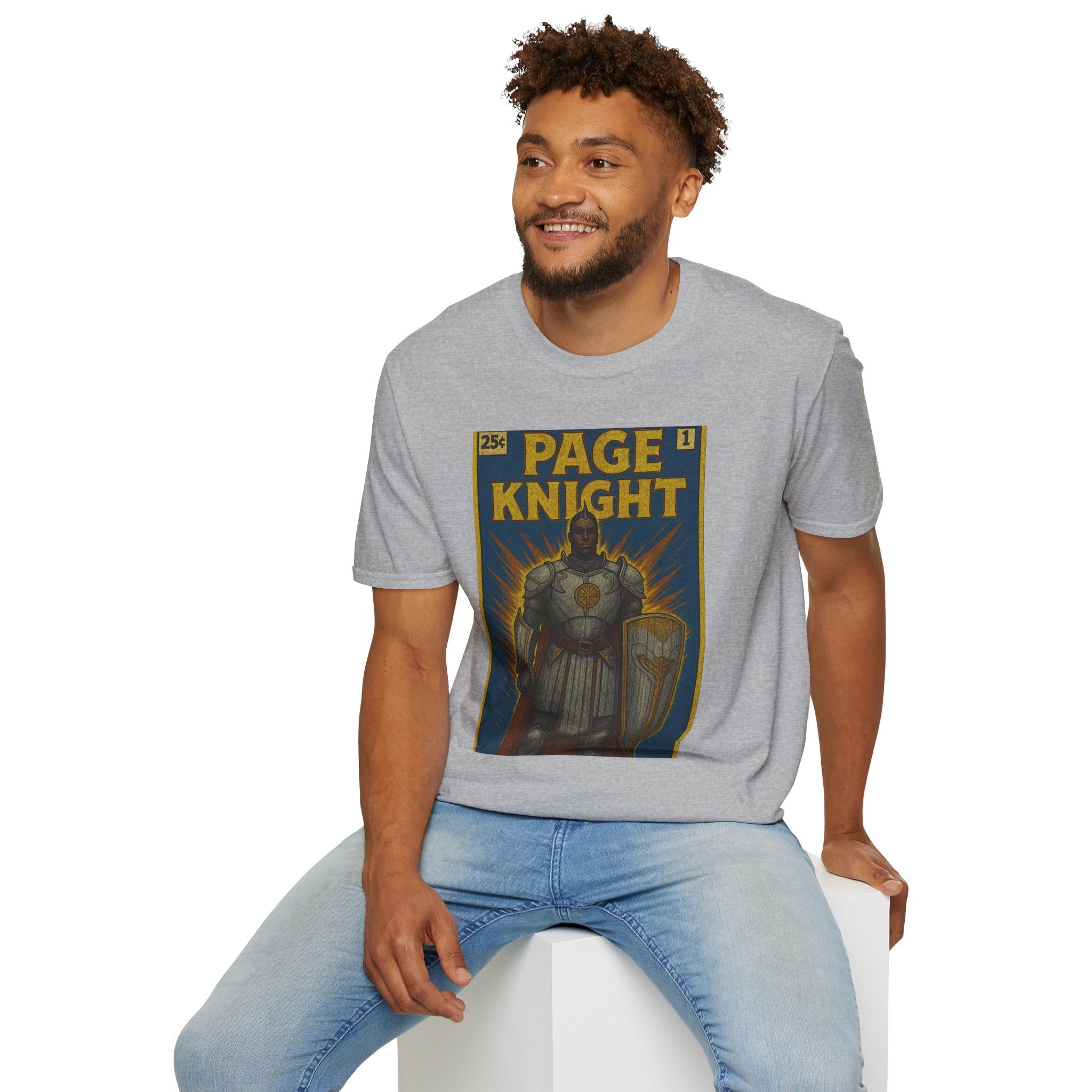 Page Knight Unisex Softstyle T-Shirt  Comic Book Art, Graphic Tee