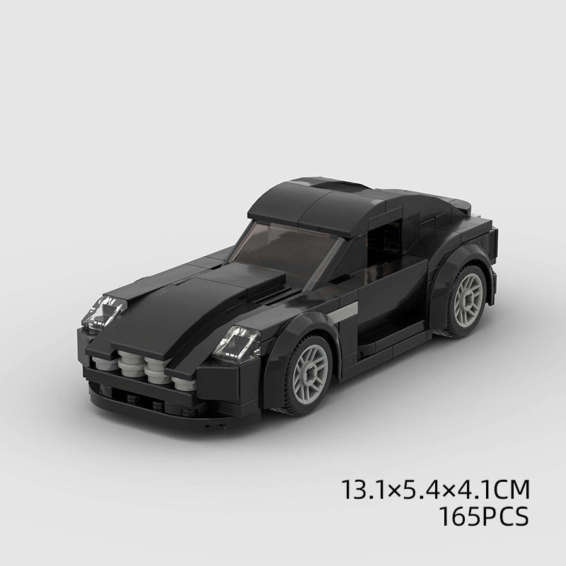 Model Sports Car And Small Particle Building Blocks