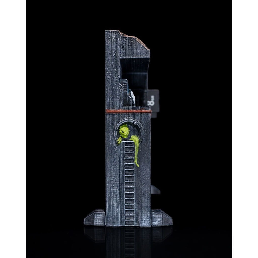 Diorama décoratif imprimé en 3D représentant la base d'OVNI de la Zone 51 (modèle PLA).