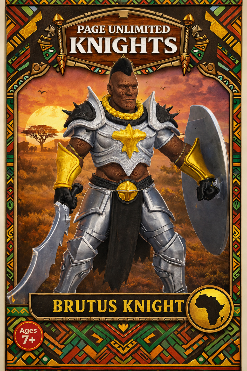 Brutus Knight 7in Fantasy Warrior 3D Printed Figure Page Unlimited Knights