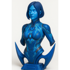 Cortana Halo 3D Printed Fan Art Bust | 7" Custom PLA Unpainted Figure Statue