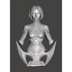 Cortana Halo 3D Printed Fan Art Bust | 7" Custom PLA Unpainted Figure Statue