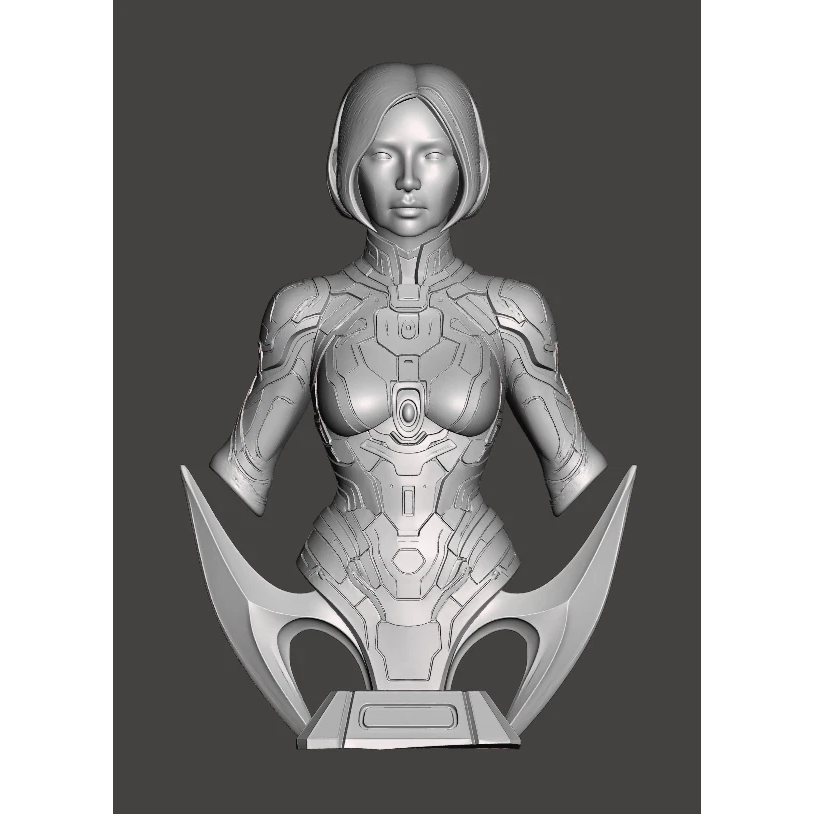 Cortana Halo 3D Printed Fan Art Bust | 7" Custom PLA Unpainted Figure Statue