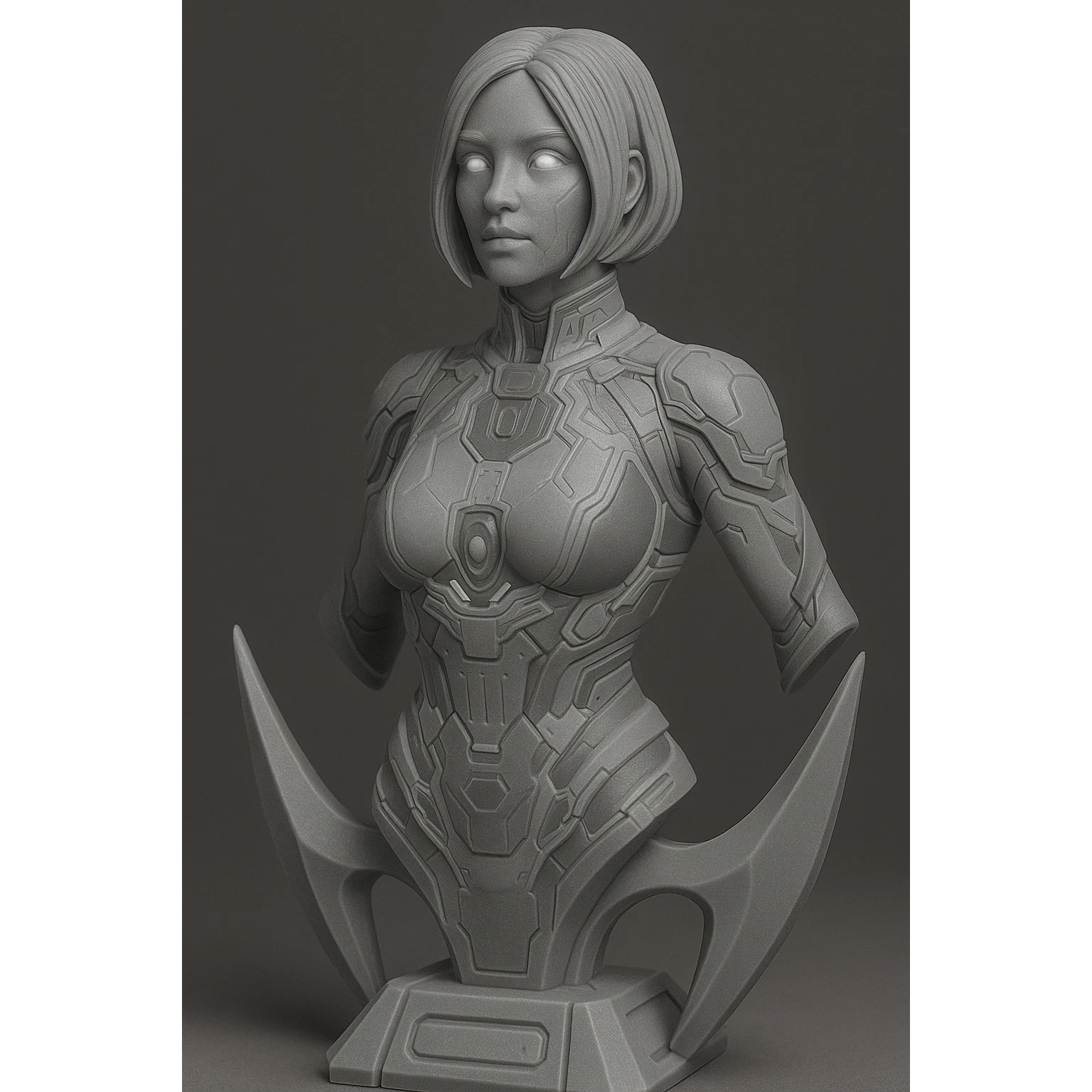 Cortana Halo 3D Printed Fan Art Bust | 7" Custom PLA Unpainted Figure Statue