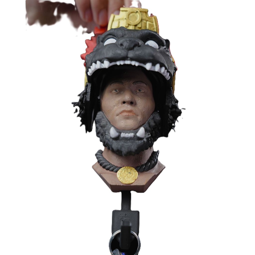 Jaguar Warrior Key Holder 3D Printed Wall Mount Tribal Mask Organizer Decor Art