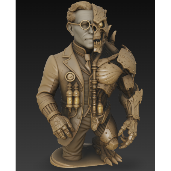 Sculpture steampunk Dr Jekyll et Mr Hyde imprimée en 3D – Fan Art