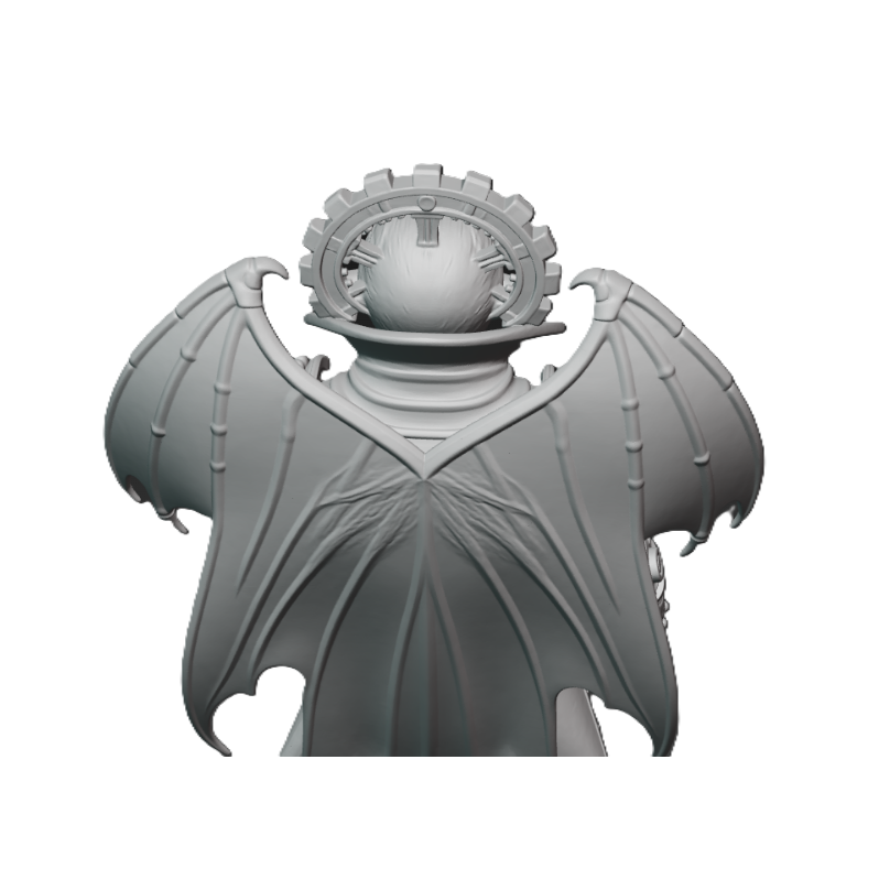 Sculpture imprimée en 3D d'un fan art steampunk de Dracula – Vampire gothique mécanique