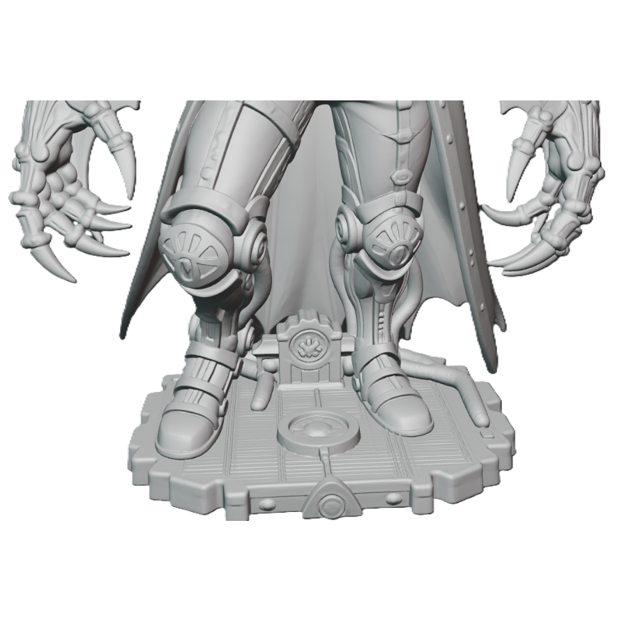 Sculpture imprimée en 3D d'un fan art steampunk de Dracula – Vampire gothique mécanique