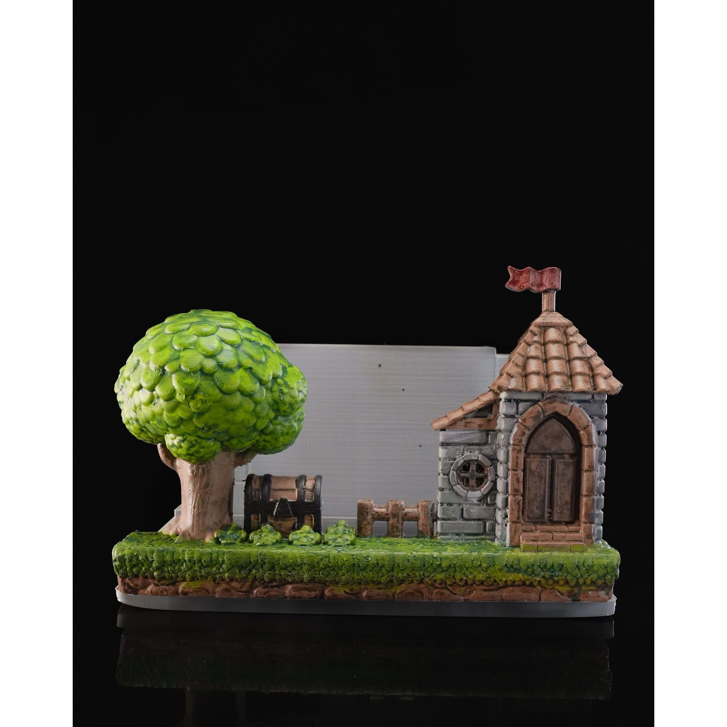 Fantasy Console Dock Holder w/ Game Storage 3D Printed Village Stand Fits Switch