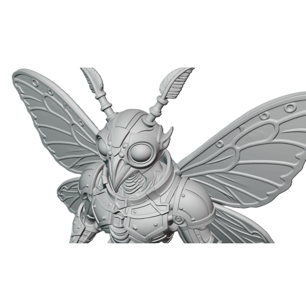 Sculpture 3D imprimée par un fan, représentant Mothman style steampunk – Statue très détaillée