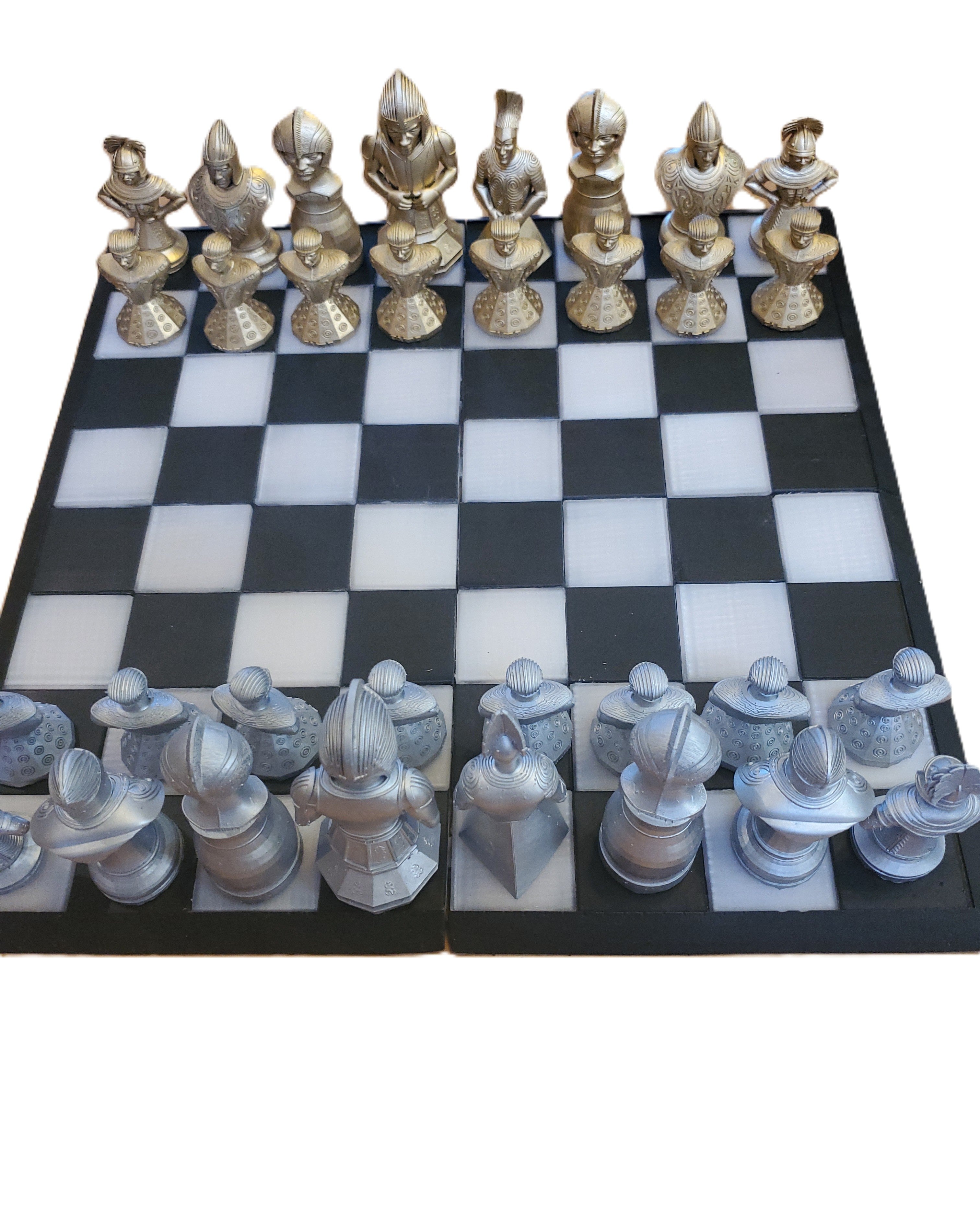 Page Unlimited Noble African Knights Chess Pieces Gold & Silver Set 4 Boxes NIB!