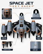3D Printed Space Jet Key Holder Wall Mounted Key Rack Sci-Fi Home Decor