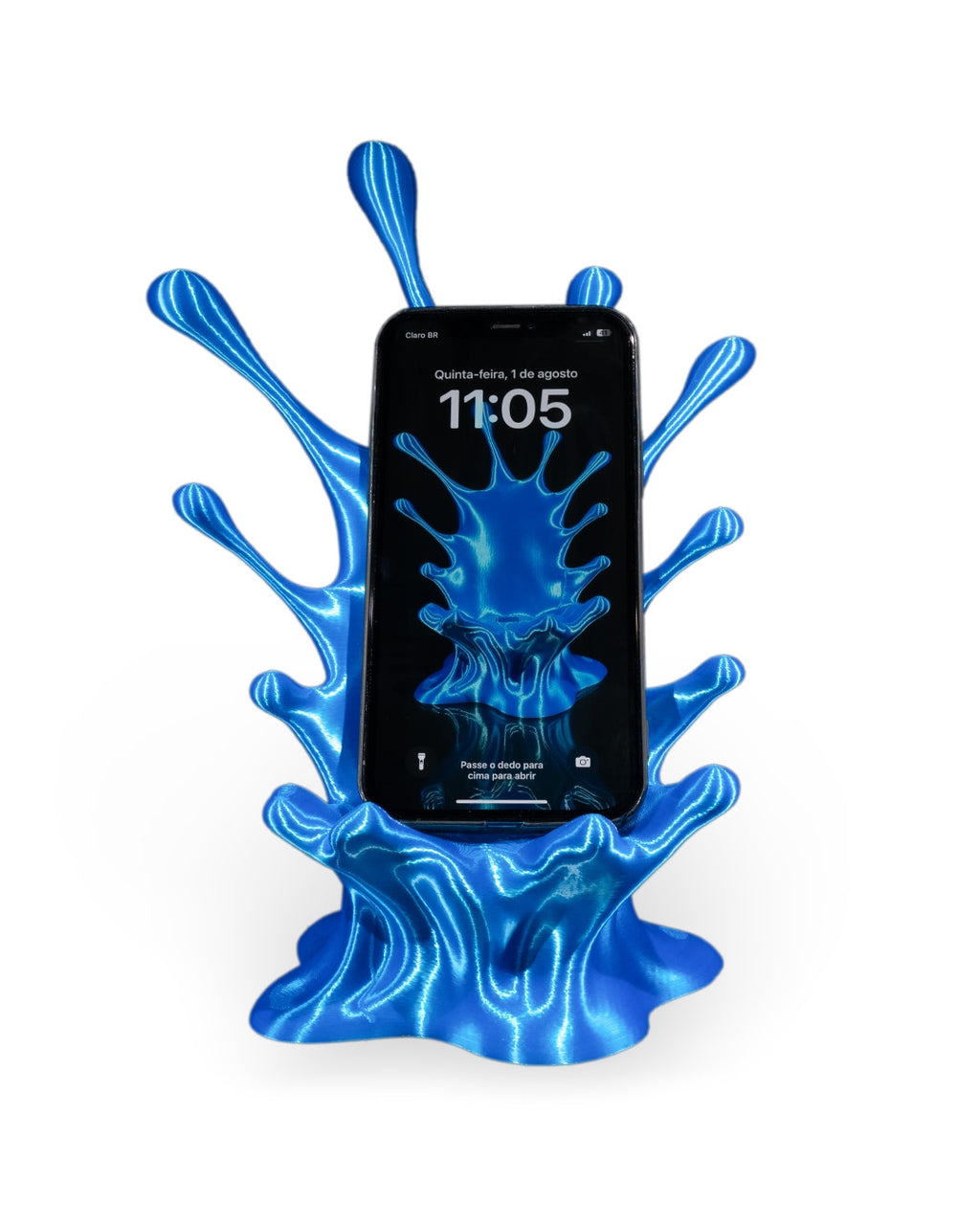3D Printed Splash Phone Holder Stand Desk Dock Charging Compatible Blue