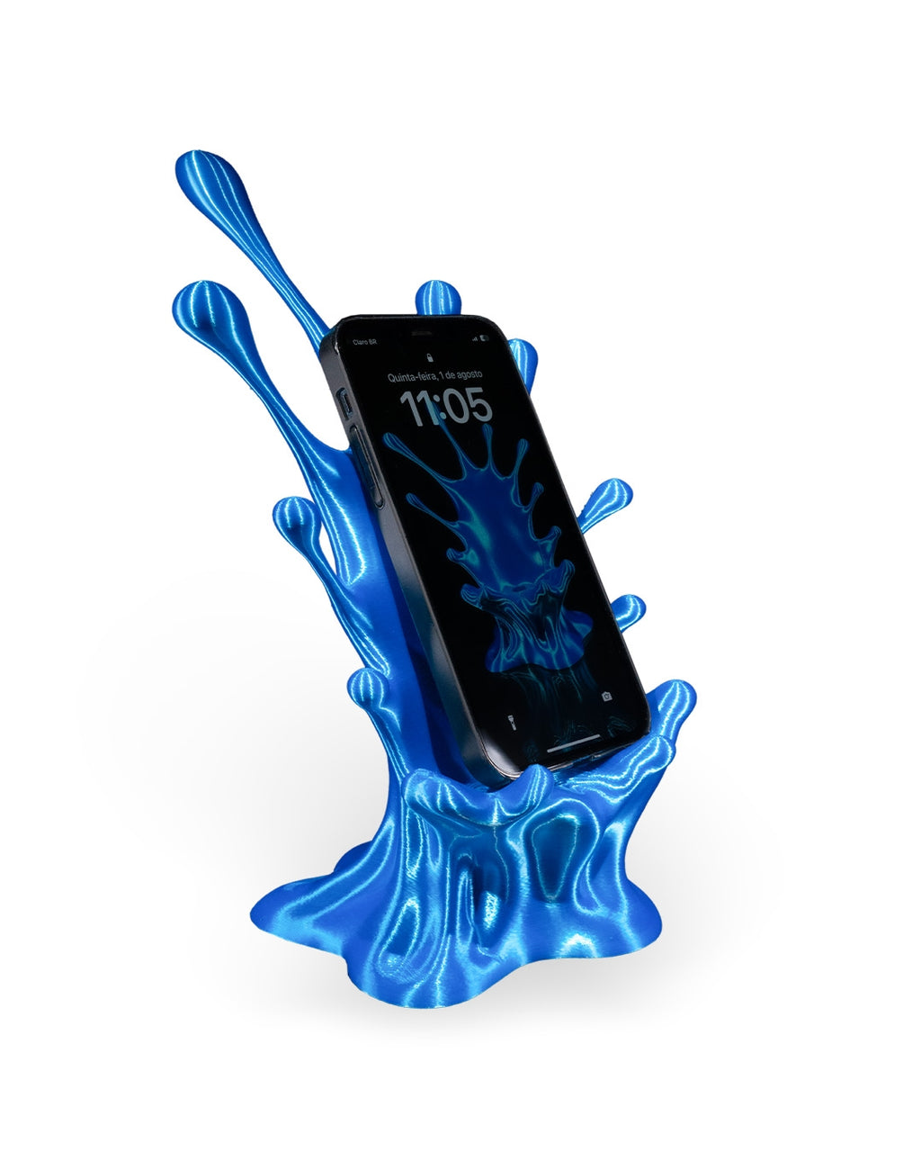 3D Printed Splash Phone Holder Stand Desk Dock Charging Compatible Blue