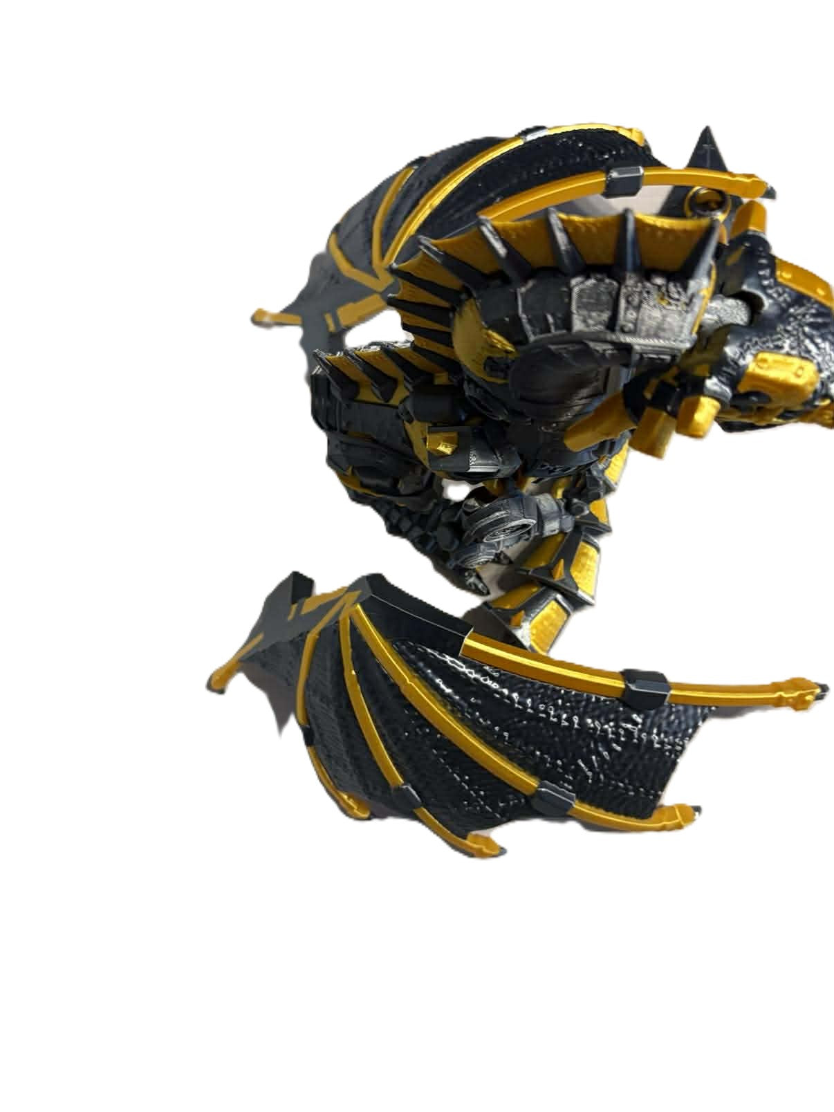 Epic Steampunk Dragon Statue 3D Printed Grey & Gold Fantasy Figure 10 in Decor