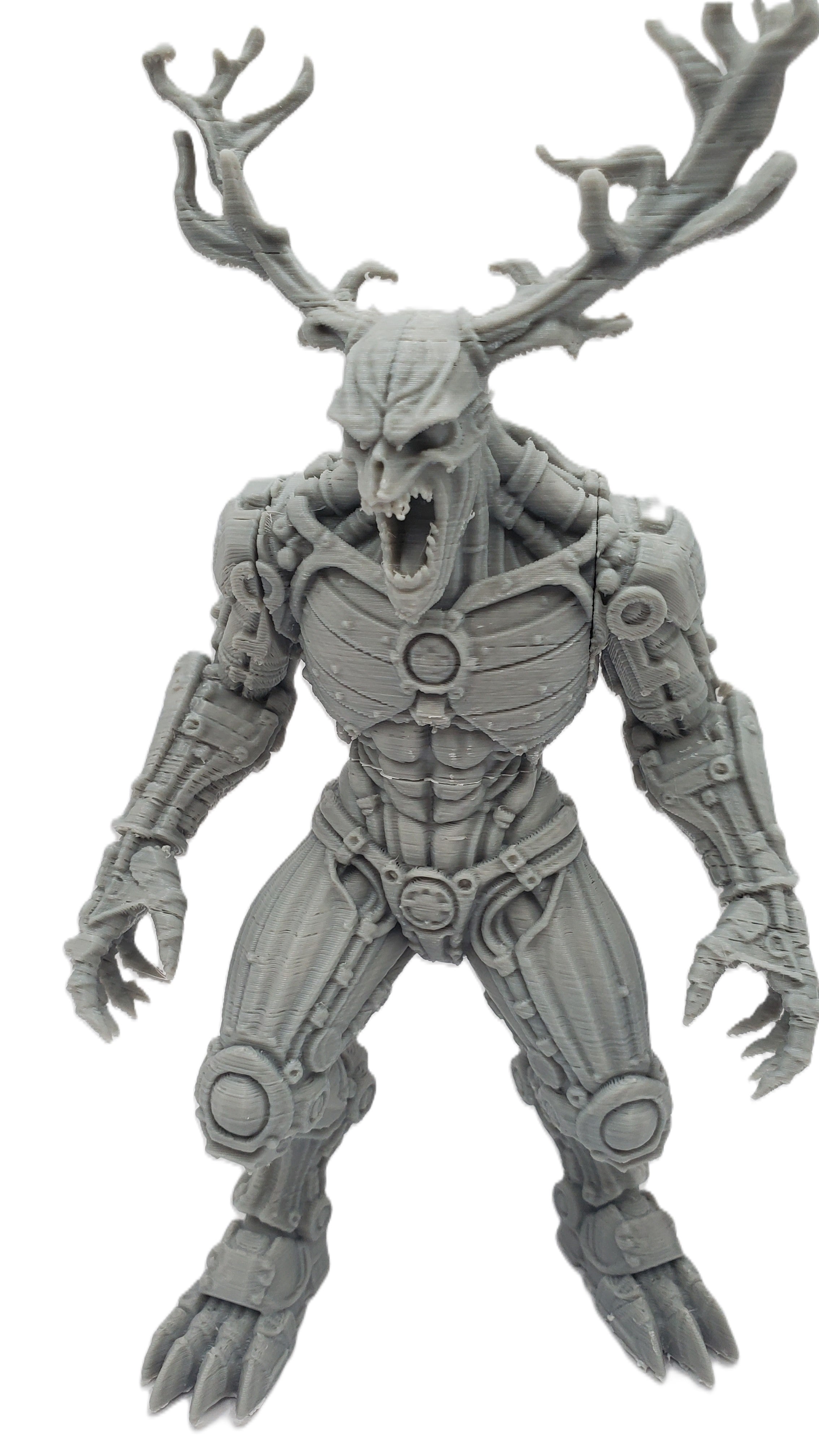 Steampunk Wendigo 3D Printed Figure 7in Grey Horror Statue