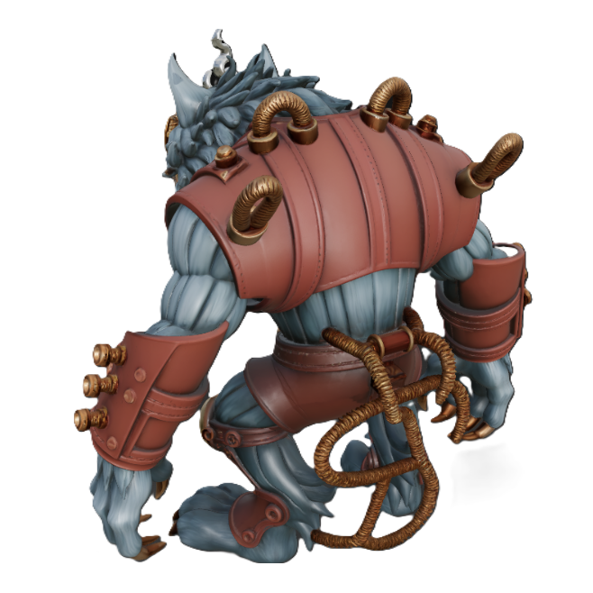 Sculpture de loup-garou steampunk imprimée en 3D | Art de fan | Statue hybride mécanique