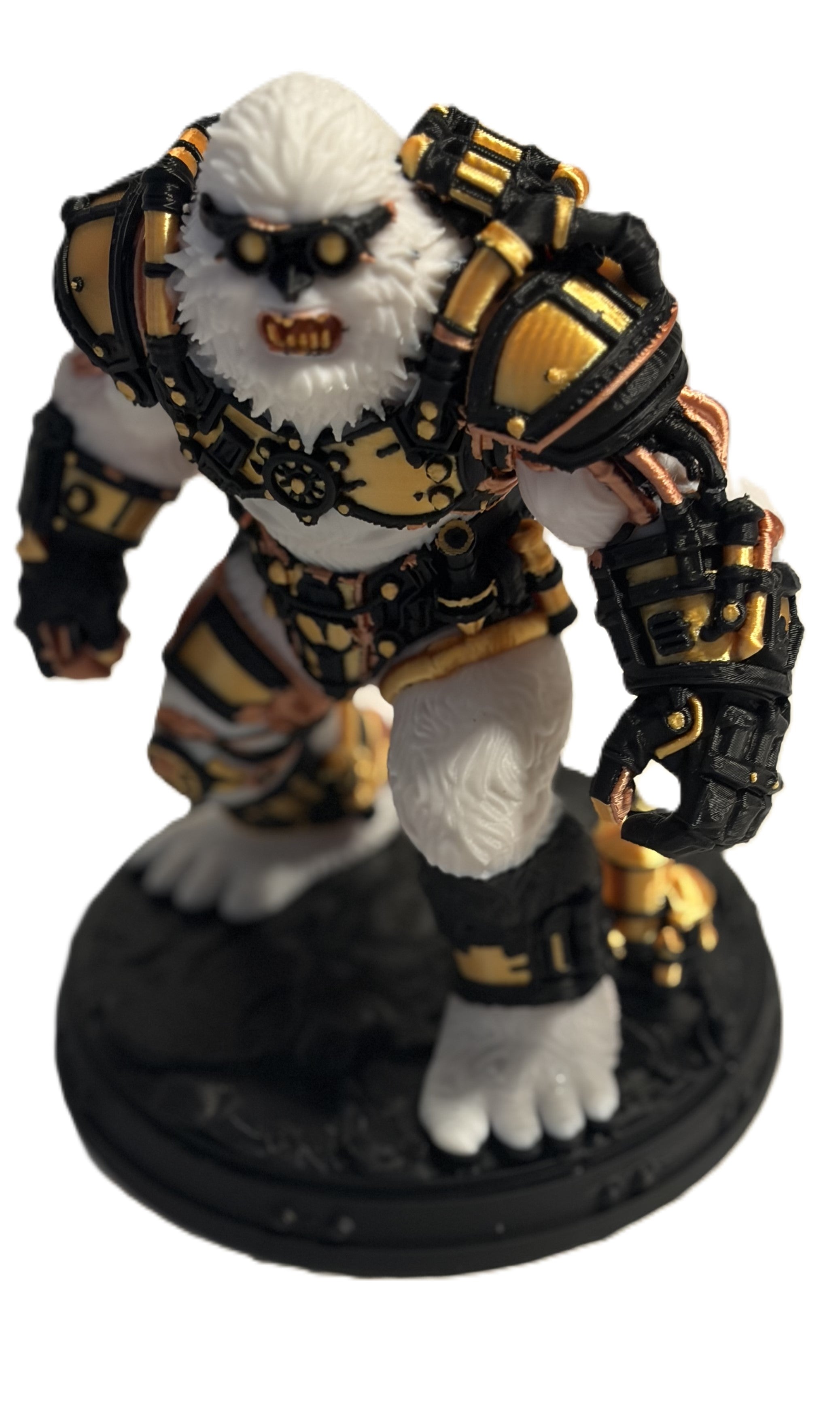 3D Printed Steampunk Yeti Figure Statue Multi Color Plastic 7in Decor