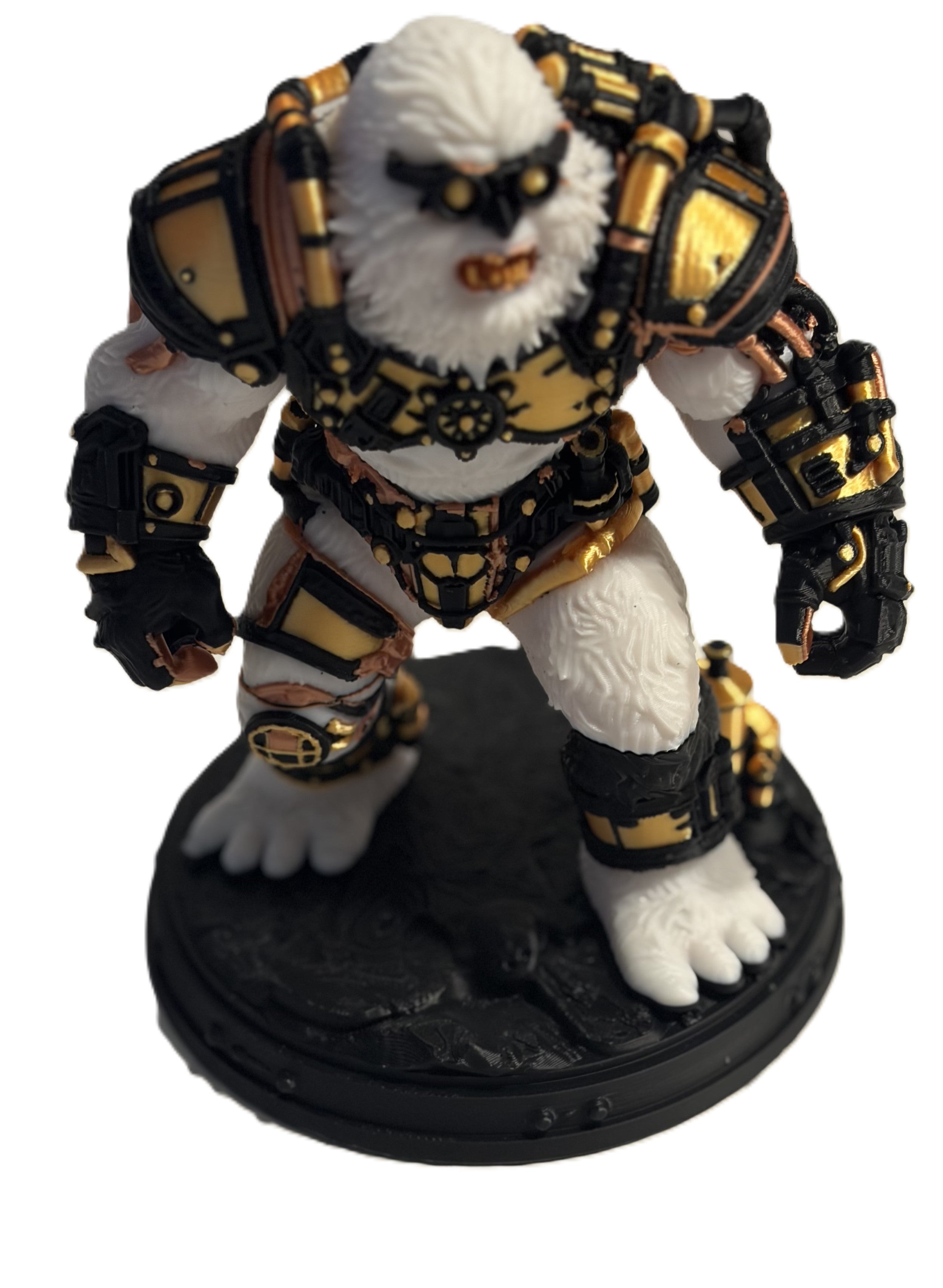 3D Printed Steampunk Yeti Figure Statue Multi Color Plastic 7in Decor