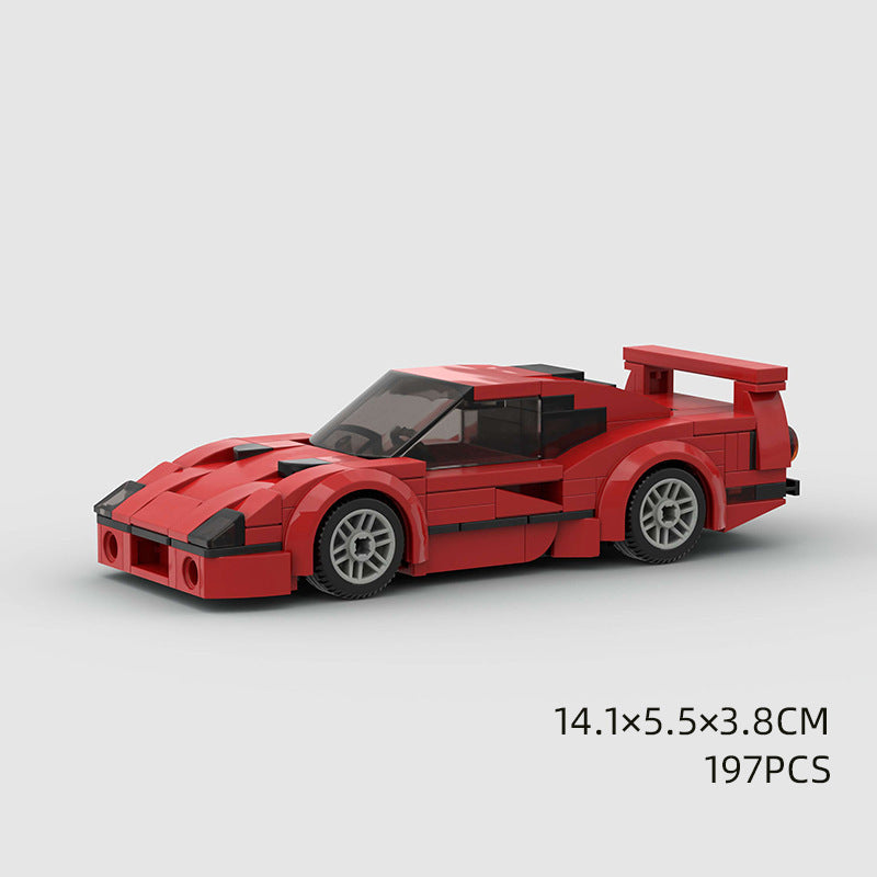 Model Sports Car And Small Particle Building Blocks