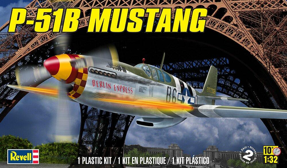 Revell Level 4 Model Kit North American P-51B Mustang Fighter Aircraft 1/32 Scale Model