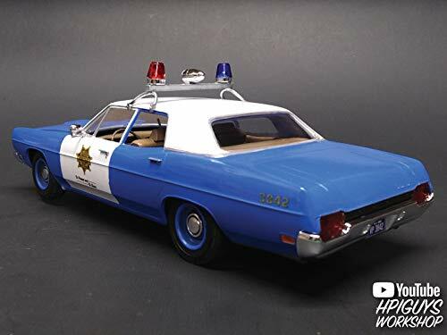 Round 2 Unknown AMT 1970 Ford Galaxie Police Car (James Bond) 2T 1/25 Scale Plastic Model Kit Movie Replica, Blue (AMT1172M)