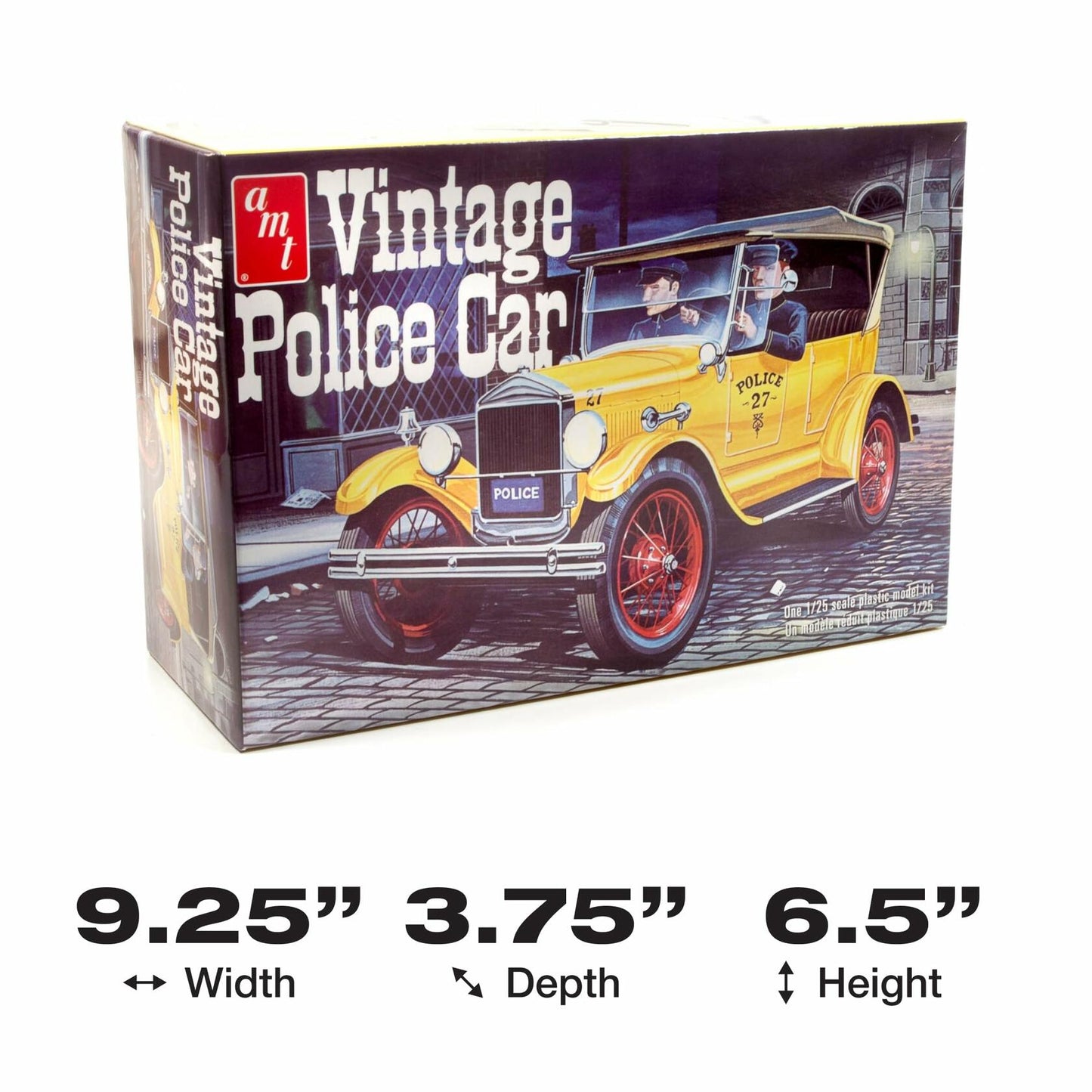 AMT 1927 Ford T Vintage Police Car 1/25 Scale Replica Plastic Model Kit, Black (AMT1182)