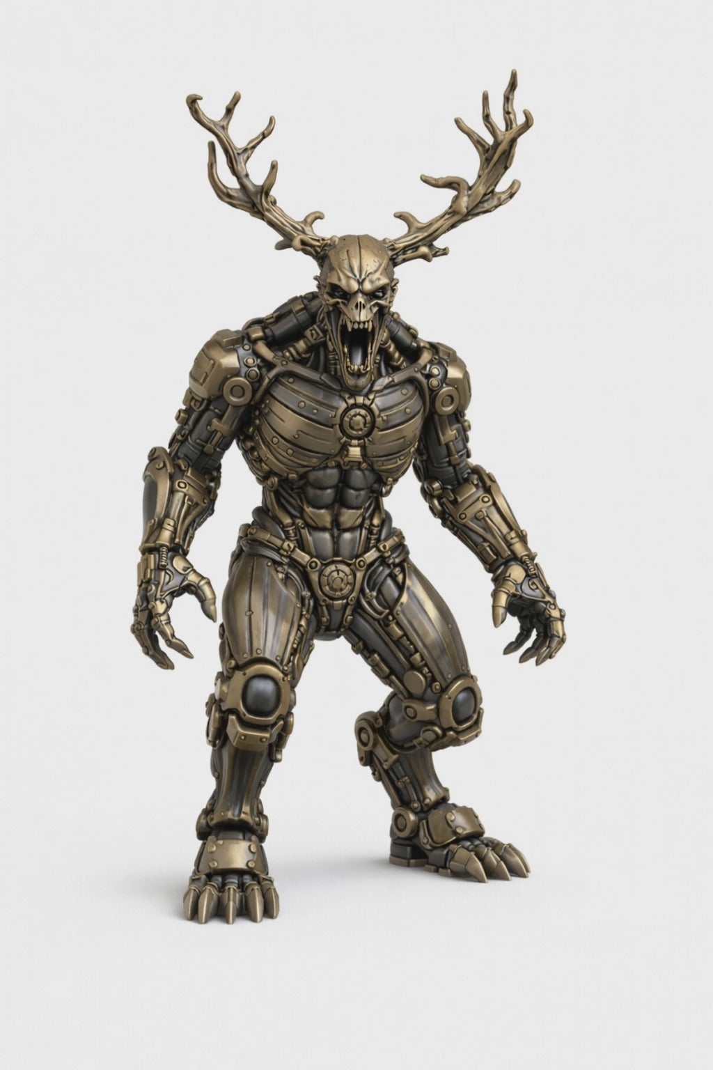 Steampunk Wendigo 3D Printed Figure 7in Grey Horror Statue