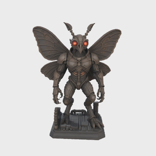 Sculpture 3D imprimée par un fan, représentant Mothman style steampunk – Statue très détaillée