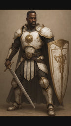 Modèle 3D haute résolution d'un chevalier page en armure médiévale fantastique.