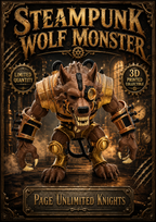 Steampunk Wolf Monster 7in 3D Printed Fantasy Figure PAGE UNLIMITED KNIGHTS